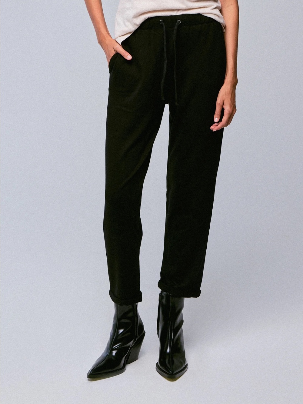Majestic Filatures Black Pants in Viscose and Elastane Fleece Size Medium